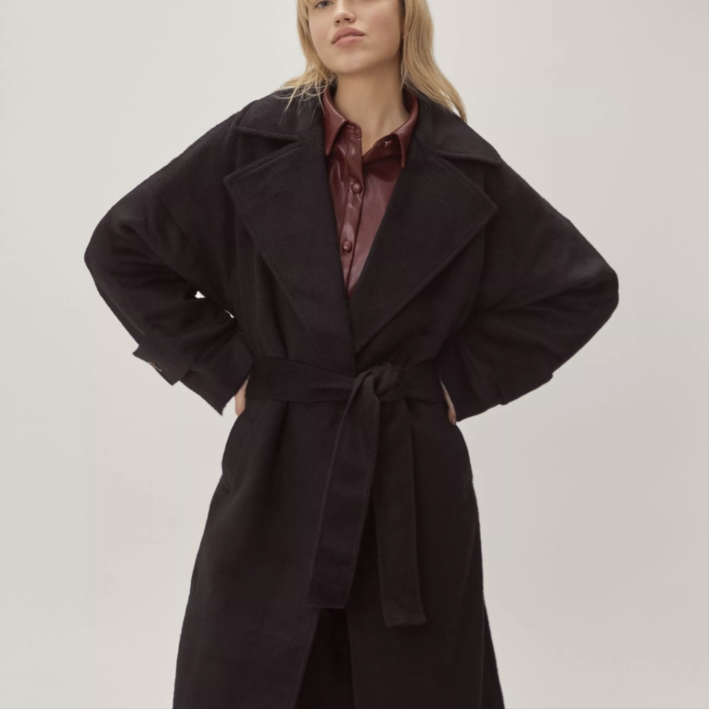 Whool Coat, Nasty Gal, size 4, Black